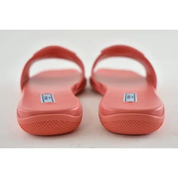 Prada Corallo Red Rubber Leather Triangle Logo Slide Sandal Flip Flop Flat 38.5 - Picture 11 of 12